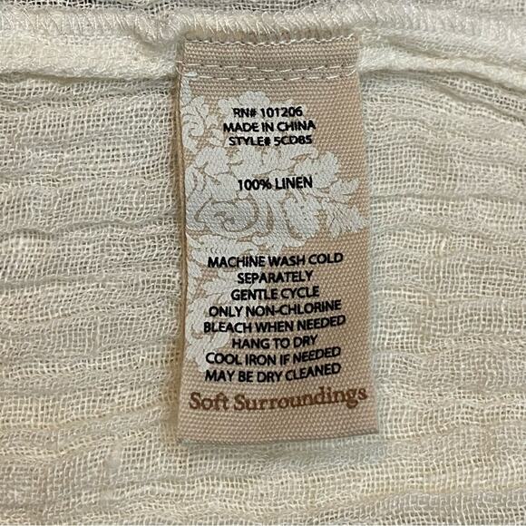 SOFT SURROUNDINGS Homespun Semi Sheer Cream Linen Whisper Kimono - Picture 7 of 7